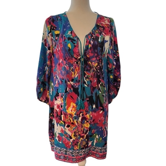 Tolani Dresses & Skirts - Feathers by Tolani Anthologie Boho Vibrant Art to Wear Tunic/ Dress Size Large